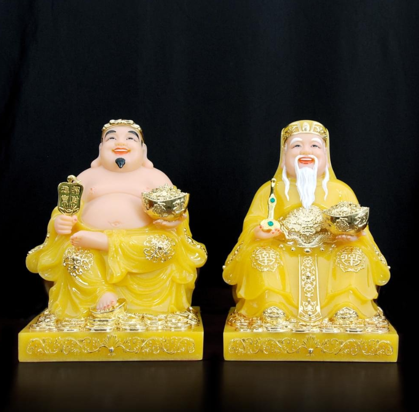 Tượng Thần Tài Thổ Địa bột đá xi vàng 24k